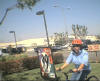 Naila bicycling in drive-thru